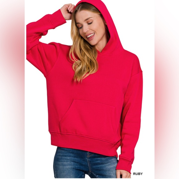 NWT ZENANA FLEECE KANGAROO POCKET HOODIE - Picture 1 of 8